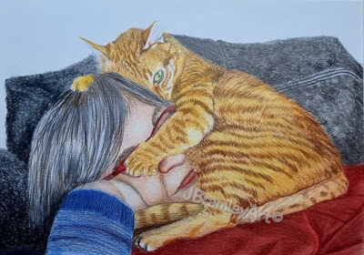 "Feline Affection" Manuel Torres Garcia. On Strathmore Bristol Vellum paper using Luminance and Polychromos.